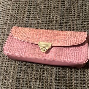 Giani Bernini Pink Crocodile-Embossed. Use as a clutch, hand or shoulder bag